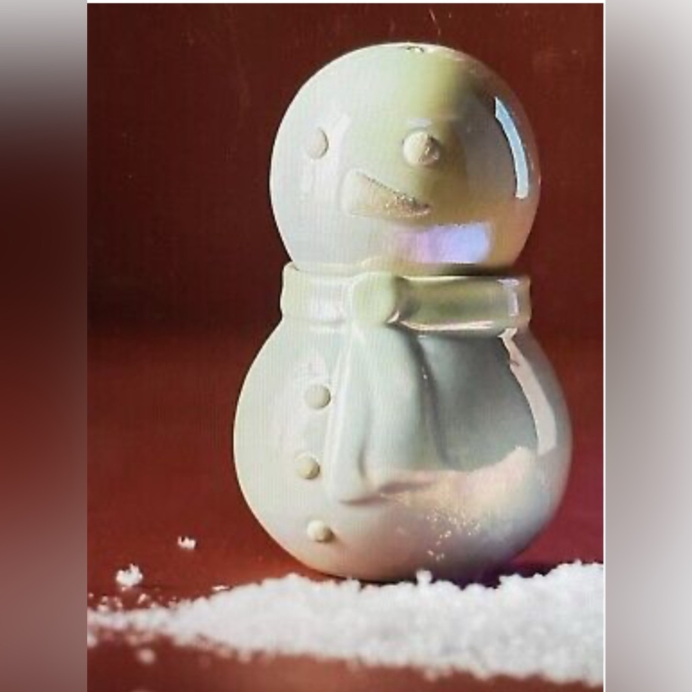 Anthropologie Merry Luster Snowman Salt & Pepper Shakers White